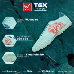 Giày Bóng Đá Wika Tiger X, Đế Đinh TF Sân Cỏ Nhân Tạo đã khâu full đế